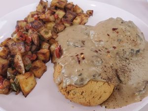 Biscuits and gravy at Erin McKenna's Bakery in Santa Monica