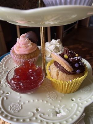 Cakes with jam and cream for the scones  at The Base Vegan Retreat & Small Animal Sanctuary in Bristol