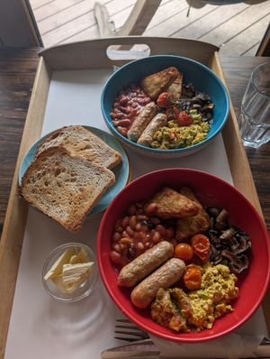 Vegan breakfast at The Base Vegan Retreat & Small Animal Sanctuary in Bristol