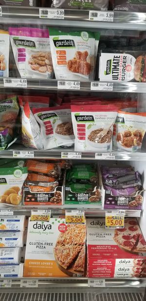 Vegan frozen meat alternatives at Food Lion in Hancock