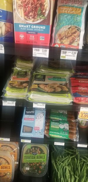 Various vegan products at Food Lion in Hancock