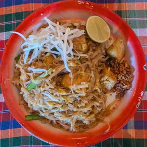 Pad Thai with tofu and vegan egg at ZAAP in Portland
