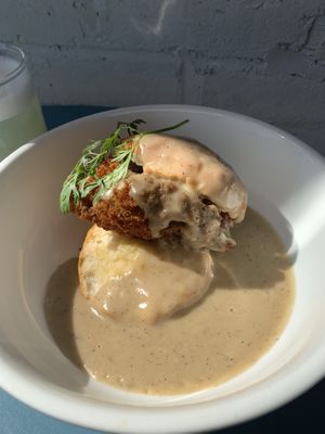 Vegan Biscuits & Gravy & Fried Seitan Chicken  at The Gradient in Brooklyn