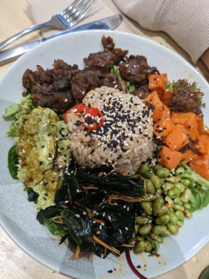 Teriyaki chicken bowl at Home Vegan Bar in Docklands