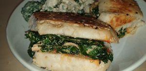 Vegan chicken burger with side salad at Home Vegan Bar in Docklands