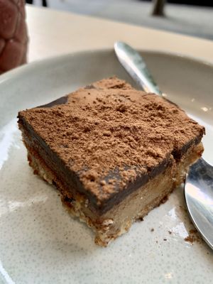Raw salted caramel cake at Home Vegan Bar in Docklands