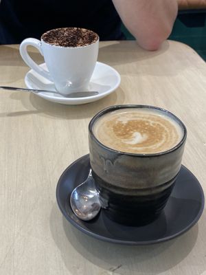 Oat and Soy milk coffees  at Home Vegan Bar in Docklands