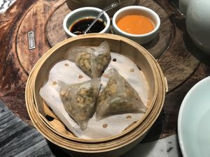 Wild mushroom black truffle sauce dumplings  at Pure Veggie House 心齋 - Xīn Zhāi in Kowloon
