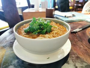Spicy dan dan noodle at Pure Veggie House 心齋 - Xīn Zhāi in Kowloon