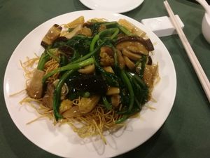 Tasty noodles and veggies, mushrooms weren't that great. at Pure Veggie House 心齋 - Xīn Zhāi in Kowloon