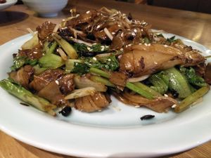 Flat noodles with veg at Pure Veggie House 心齋 - Xīn Zhāi in Kowloon