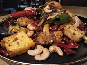 Tofu, chilli, cashew at Pure Veggie House 心齋 - Xīn Zhāi in Kowloon