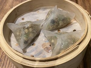 Wild Mushroom Dumpling with Black Truffle Sauce at Pure Veggie House 心齋 - Xīn Zhāi in Kowloon