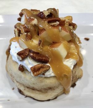 Spiced Apple Cider Frosting, Fresh Apples, Pecans, and Caramel Sauce at Cinnaholic in Concord