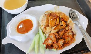 Mixed Chicken & Char Siew Rice 鸳鸯鸡饭 at Kang Su 康素 - Sims Dr in Central Singapore