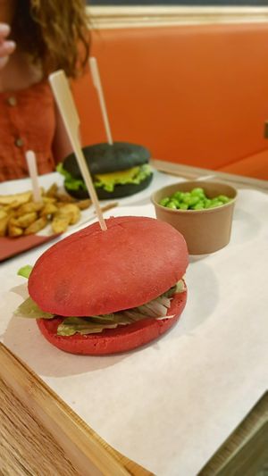 Red love burger at Gourmet Burger in Paris