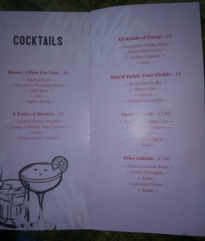 Cocktail Menu at Loco Ritas in Dundee