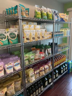 Flours, porridge stuff, quinoa, tomato sauce, baking powder, coconut flakes, etc at NewLife Natural Vegetation Cell Food in Nassau