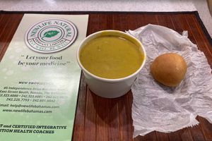 Butternut Squash soup with bread (self serving service) at NewLife Natural Vegetation Cell Food in Nassau