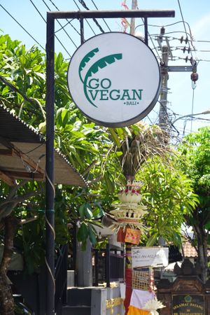 Outside view of sign. at Go Vegan Bali in Tibubeneng