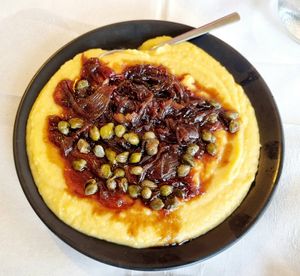 Fava with caramelised onions and capers at da Veronica in Kefalonia