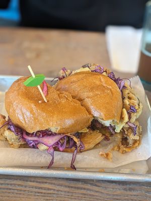Oyster mushroom po boy at Turf Surf & Earth in Somerville