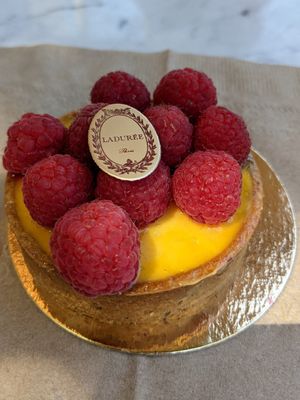 Passion fruit raspberry tart at Ladurée in Beverly Hills