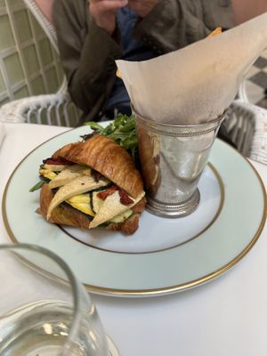 Savory croissant with French fries   at Ladurée in Beverly Hills