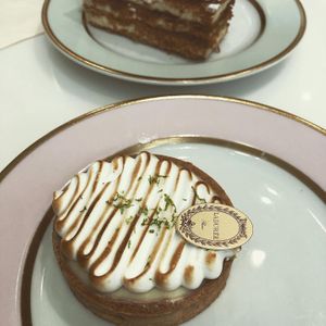 Tartelette Citron Vert Meringuée (Background: Millefeuille Vanille) at Ladurée in Beverly Hills