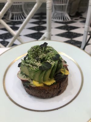 This avocado 🥑 toast is an architectural masterpiece and so delicious you are forced to destroy. at Ladurée in Beverly Hills