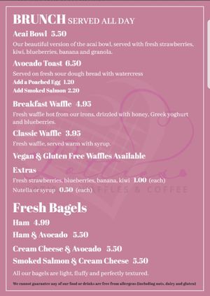 Menu at Lotties in Bury St Edmunds