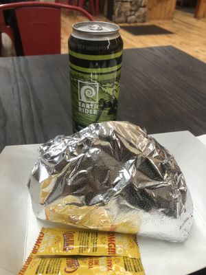 That’s a big taco  at Hungry Hippie Tacos in Grand Marais