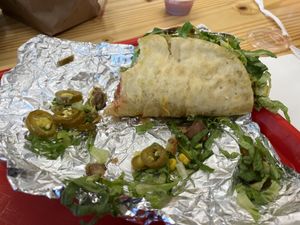 Vegan fry bread taco  at Hungry Hippie Tacos in Grand Marais