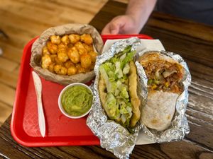 burrito with tots at Hungry Hippie Tacos in Grand Marais