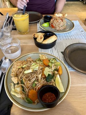 Veggie Pad Thai and spicy Pad Krapow  at Talay Thai Kitchen in St Ives