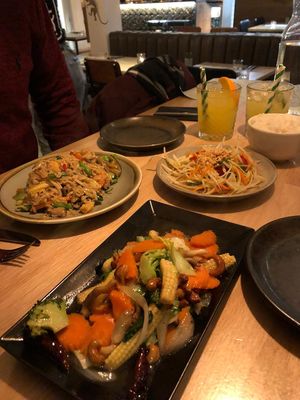 Noodles, veg and salad at Talay Thai Kitchen in St Ives