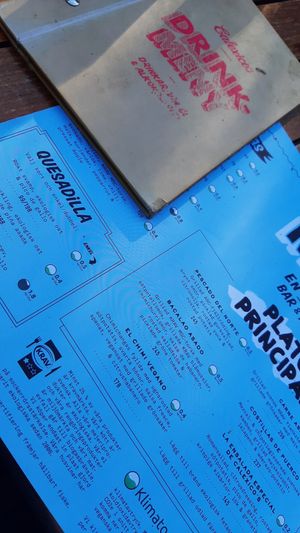 Menu with El chimi vegano at Calexico's in Stockholm