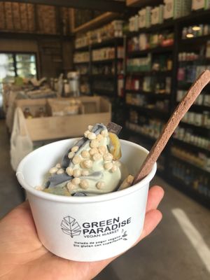 Helado de matcha y carbón activado  at Green Paradise in Mexico City