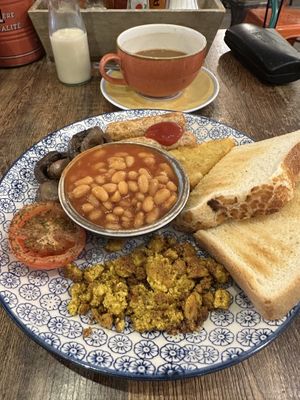 Vegan breakfastt  at Scoff Troff Cafe in St Ives