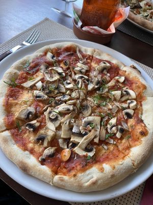 Vegan mushroom pizza   at Portobello in Lanzarote