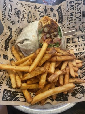 Buffalo cauliflower wrap was very good  at Prohibition Kitchen in Port Jefferson