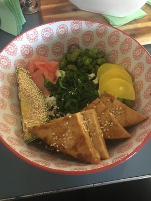 Tofu poke bowl  at Cafe Komodo in Prospect