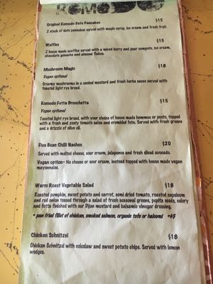 Menu 2 at Cafe Komodo in Prospect