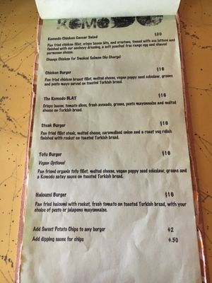 Menu 3 at Cafe Komodo in Prospect