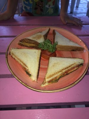 Tomato, cheese, pesto panini! at Pico Feliz in Samara