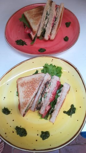 Sandwich with selfmade vegan pesto at Pico Feliz in Samara
