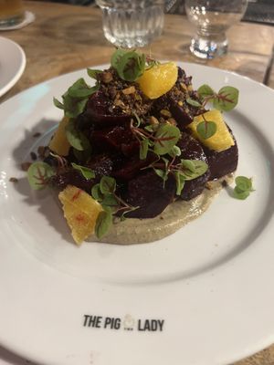 Vietnamese coffee roasted beet salad on top of a smoked eggplant purée. Wow! #Veganuary at The Pig and The Lady in Honolulu