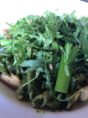 Penne with kale pesto, tenderstemand rocket at Abbey Tavern in Howth