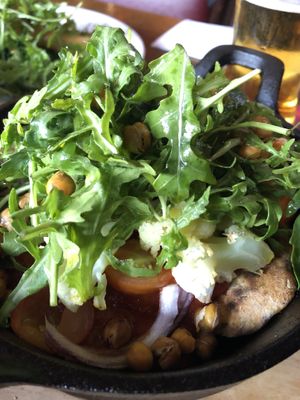 flatbread with crispy chickpeas, tomato sauce and rocket at Abbey Tavern in Howth