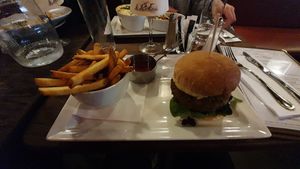 The falafel spinach burger ! at Abbey Tavern in Howth